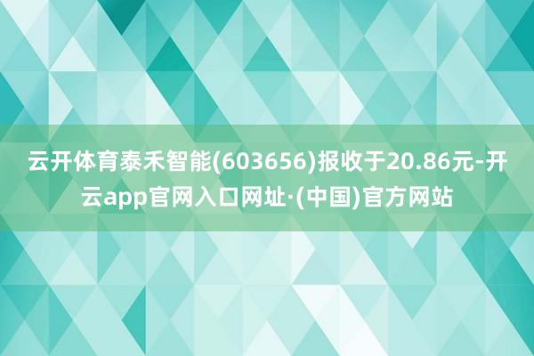 云开体育泰禾智能(603656)报收于20.86元-开云app官网入口网址·(中国)官方网站