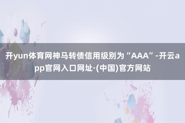 开yun体育网神马转债信用级别为“AAA”-开云app官网入口网址·(中国)官方网站