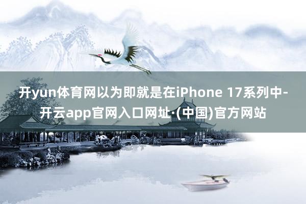 开yun体育网以为即就是在iPhone 17系列中-开云app官网入口网址·(中国)官方网站