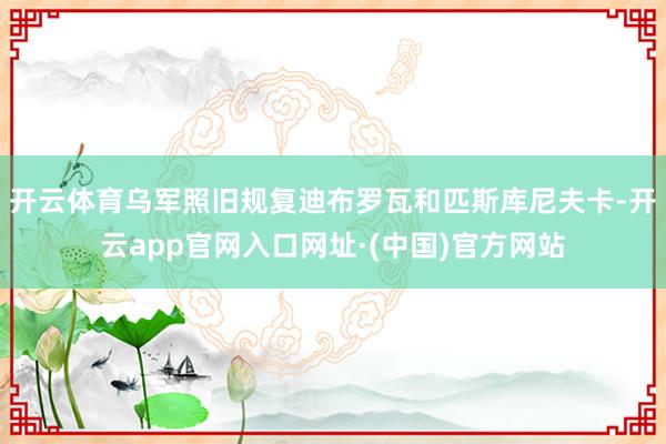 开云体育乌军照旧规复迪布罗瓦和匹斯库尼夫卡-开云app官网入口网址·(中国)官方网站